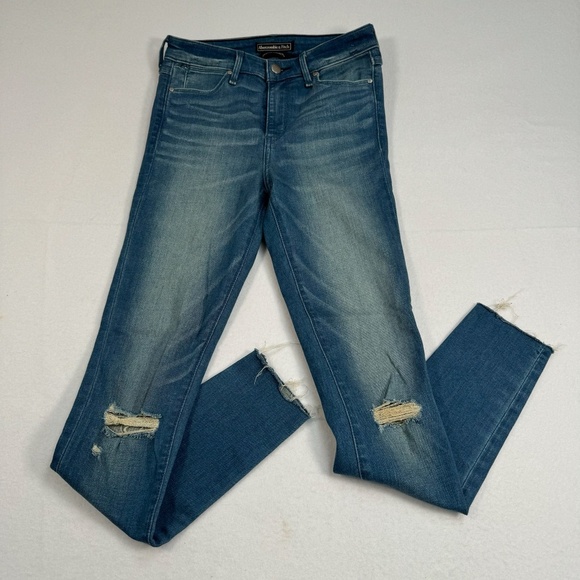 Abercrombie Fitch Signature Collection Skinny Jean Womens Sz 25 Mid Rise M Wash - Picture 1 of 16
